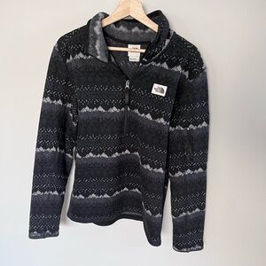 The North Face Gordon Lyons 1/4 Zip Fleece Pullover Mens Medium Grey Fair Isle
